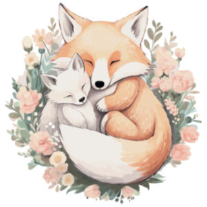 Sticker mural - The mum fox