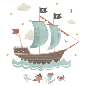 Sticker mural - Pirate boat